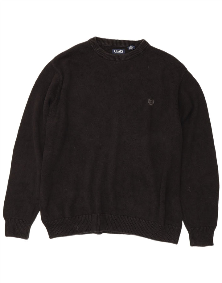 CHAPS Pull à col rond pour homme en coton noir 3XL