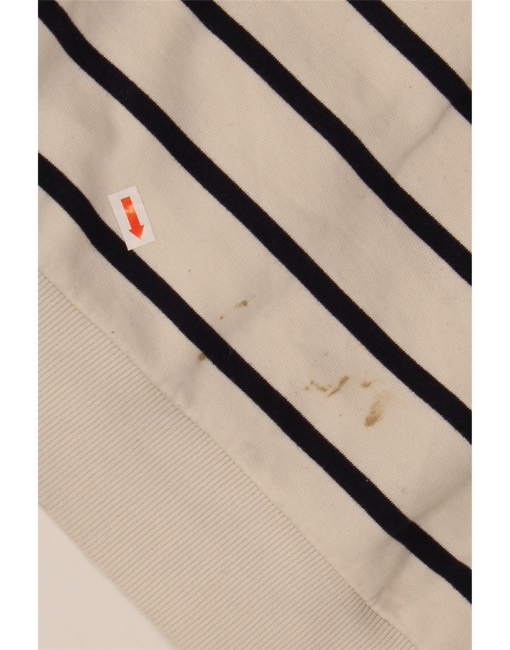 ZARA Womens Crop Sweatshirt Jumper UK 16 Grand coton rayé blanc