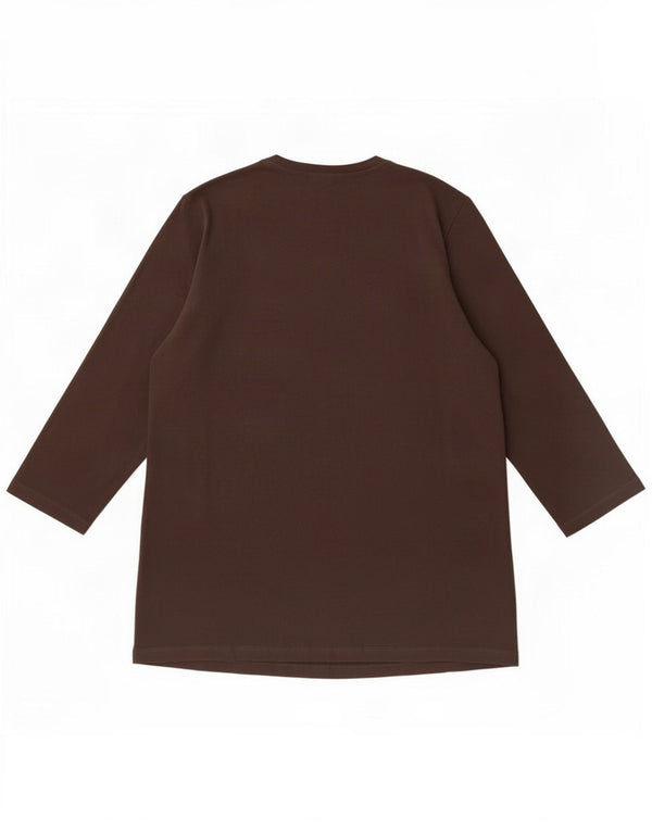 Trussardi Jeans Haut graphique pour femme à manches 3/4 UK 20 2XL Marron Coton