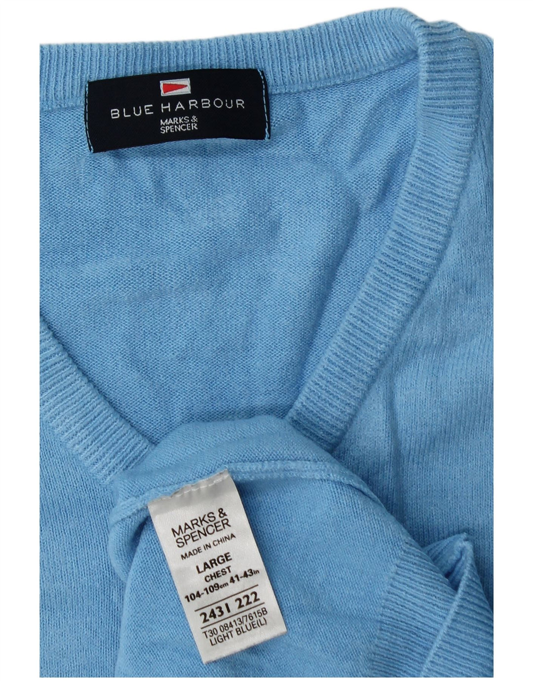 Marks & Spencer Pull col V pour homme en acrylique bleu Taille L