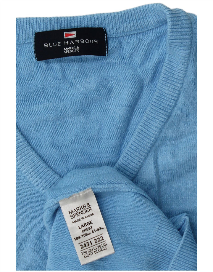 Marks & Spencer Pull col V pour homme en acrylique bleu Taille L
