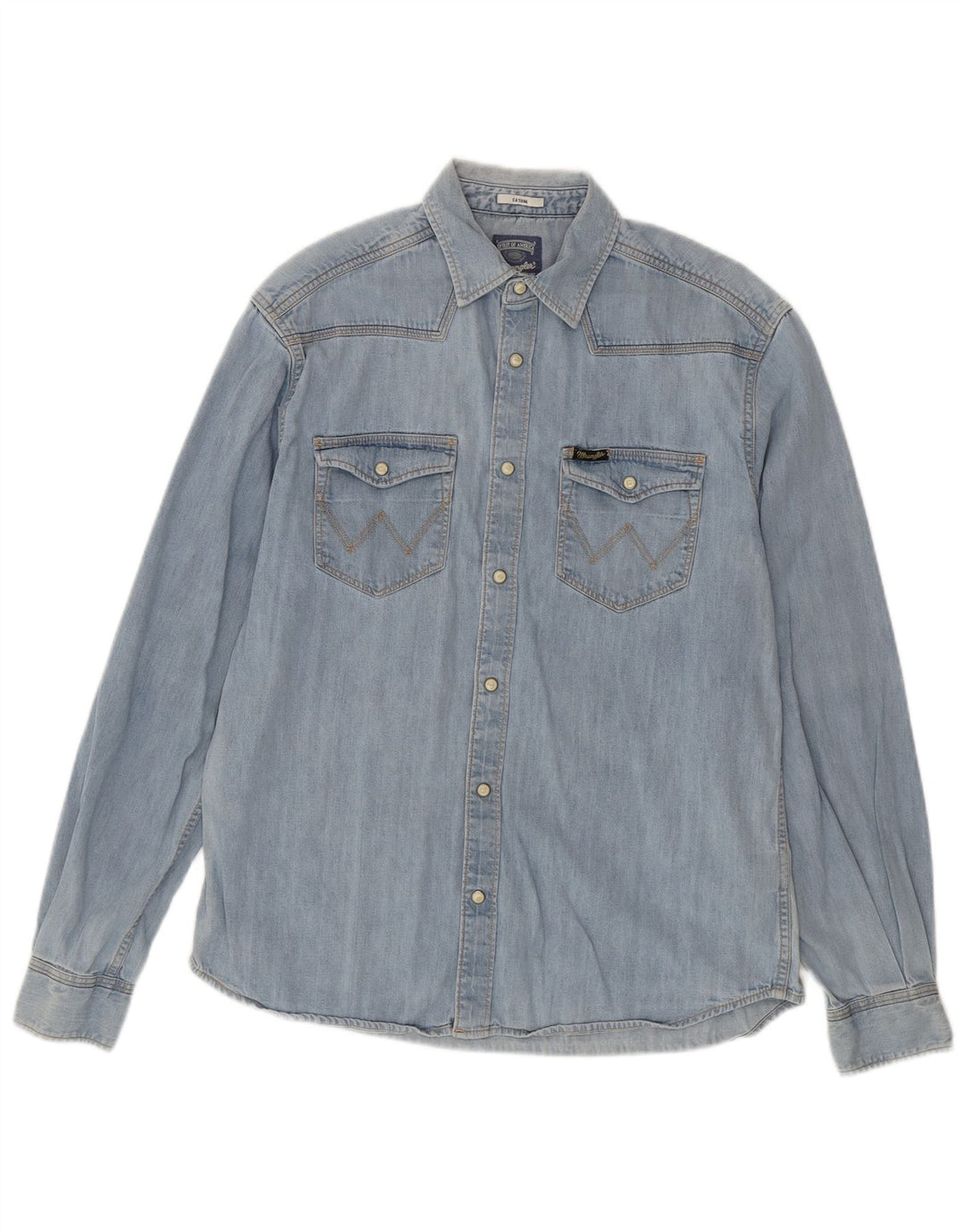 WRANGLER Chemise en jean décontractée pour homme Petit coton bleu