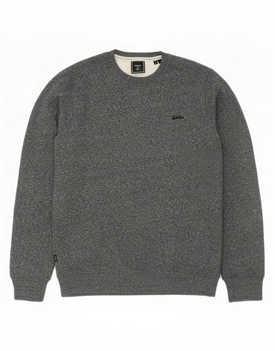 Superdry Homme Sweatshirt Jumper Large Gris Moucheté Coton
