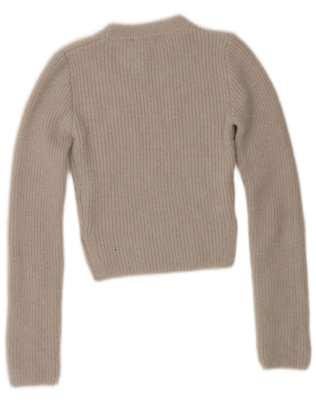 Zara Pull court à col rond pour femme UK 12 Gris moyen Polyester