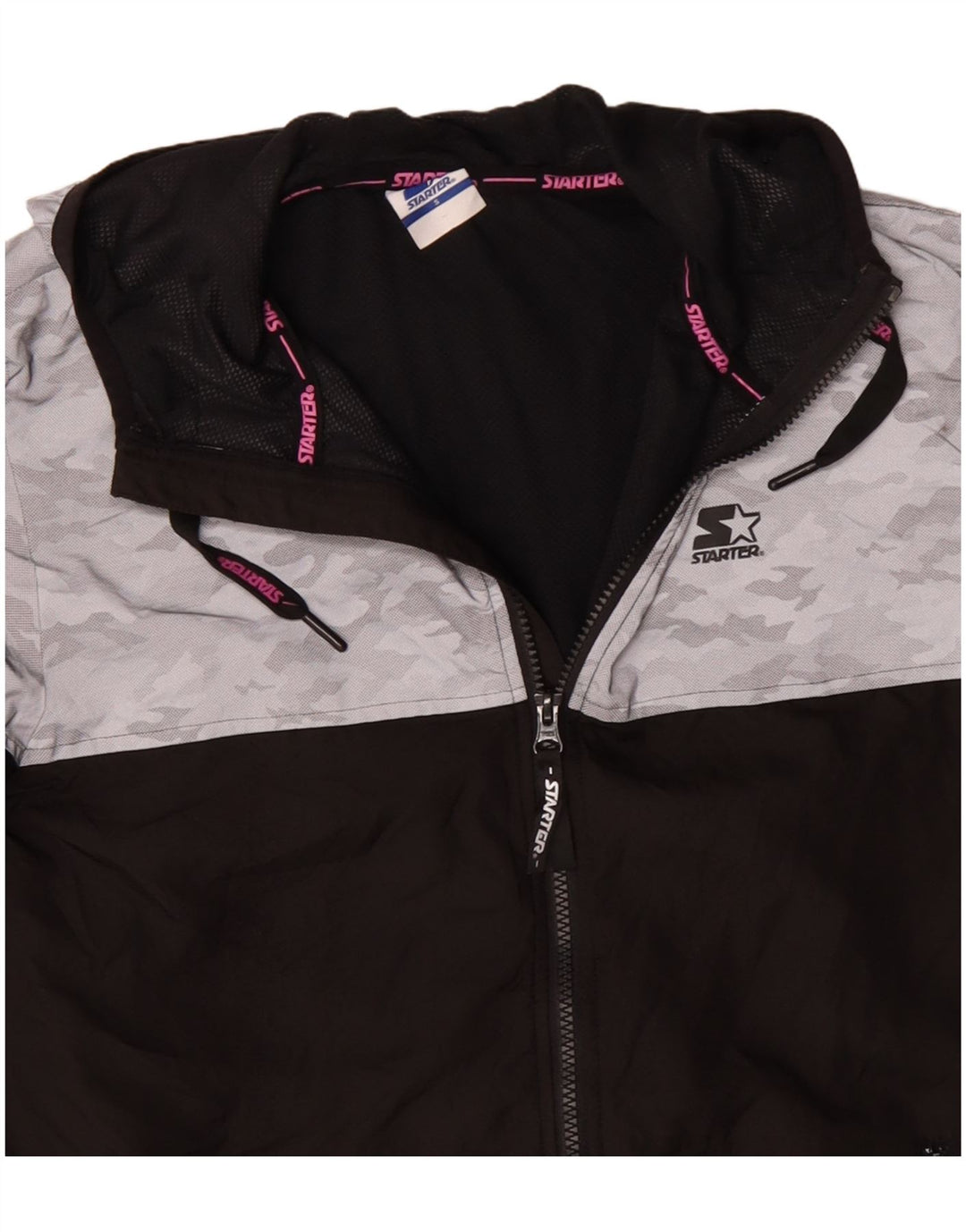 STARTER Veste de pluie à capuche graphique pour femme UK 10 Small Black Camouflage