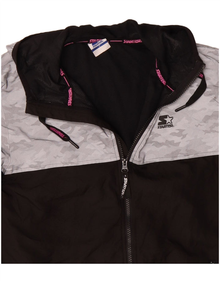 STARTER Veste de pluie à capuche graphique pour femme UK 10 Small Black Camouflage