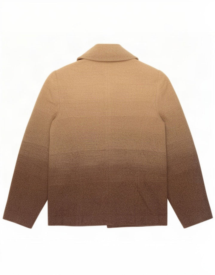 Marks & Spencer Veste Femme UK 8 Small Marron Colorblock Laine Vierge