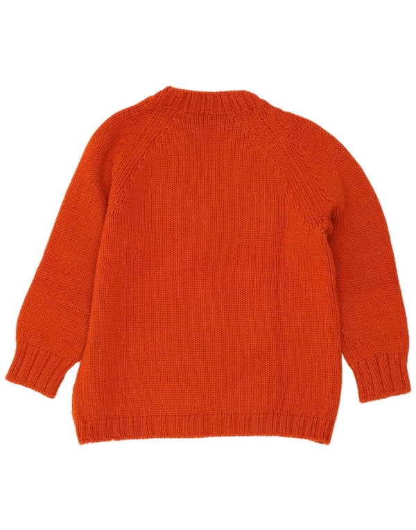 vintage Femme V-Col Jumper Pull UK 14 Rouge Moyen