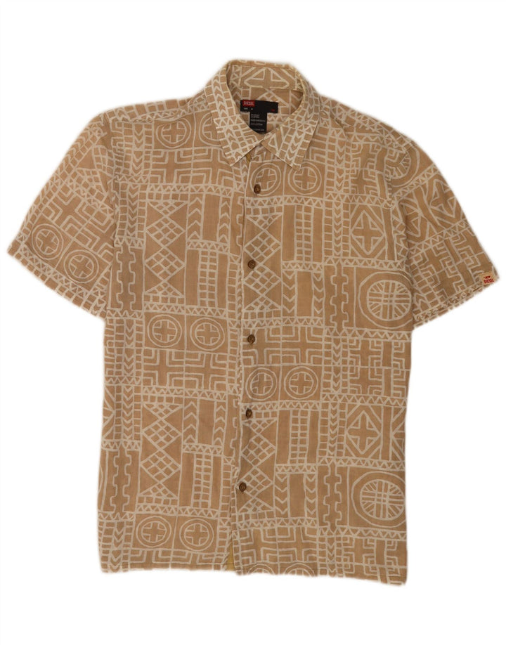 Diesel Chemise à Manches Courtes Homme Beige Moyen Géométrique Coton