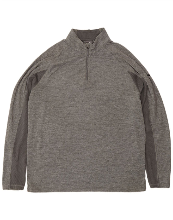 PUMA Haut de survêtement à col zippé pour homme XL Gris Polyester