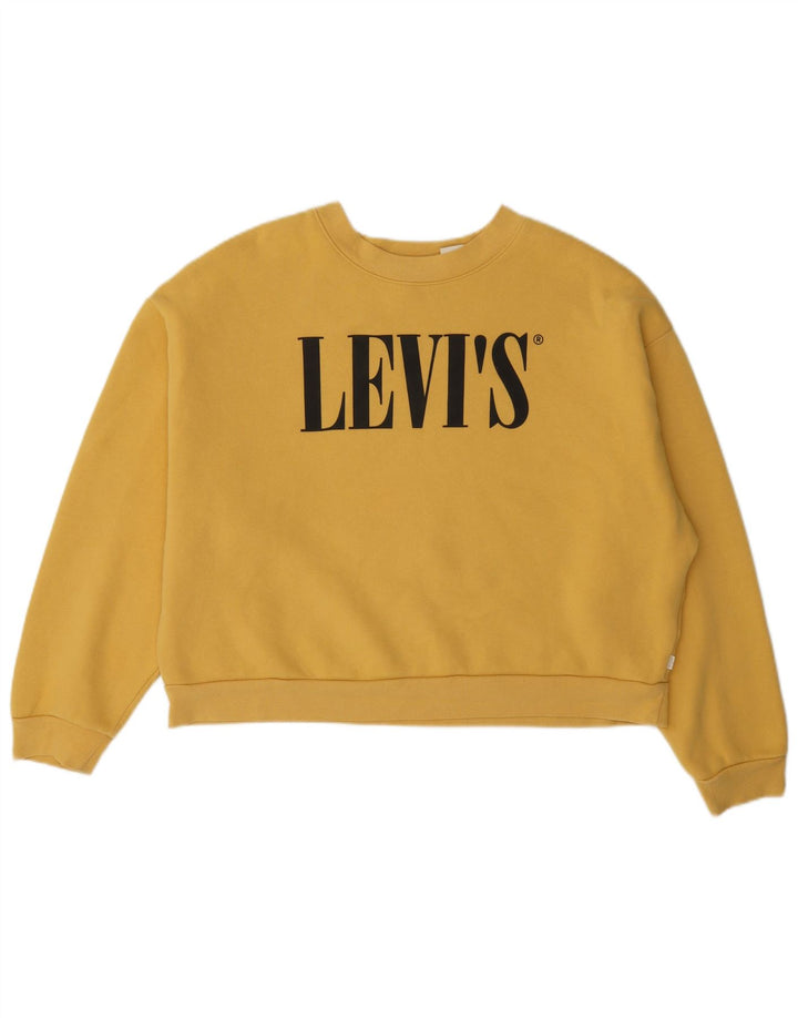 Levi's Sweat-shirt oversize court graphique pour femme UK 14 Jaune moyen