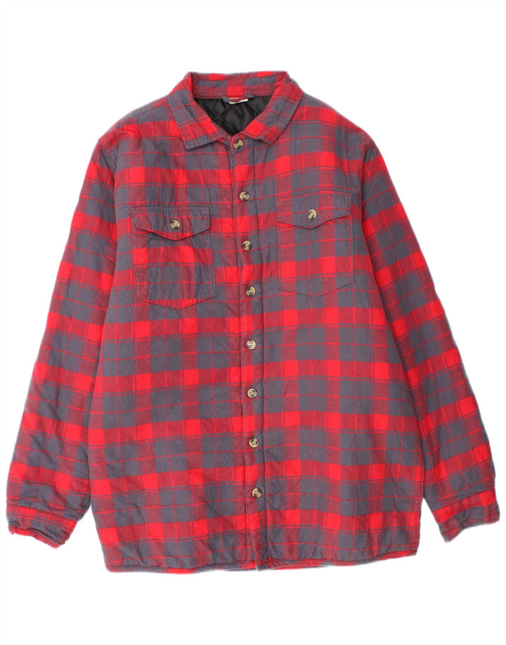 vintage Mens Lumberjack Flanelle Chemise IT 48/50 Moyen Rouge Check Coton
