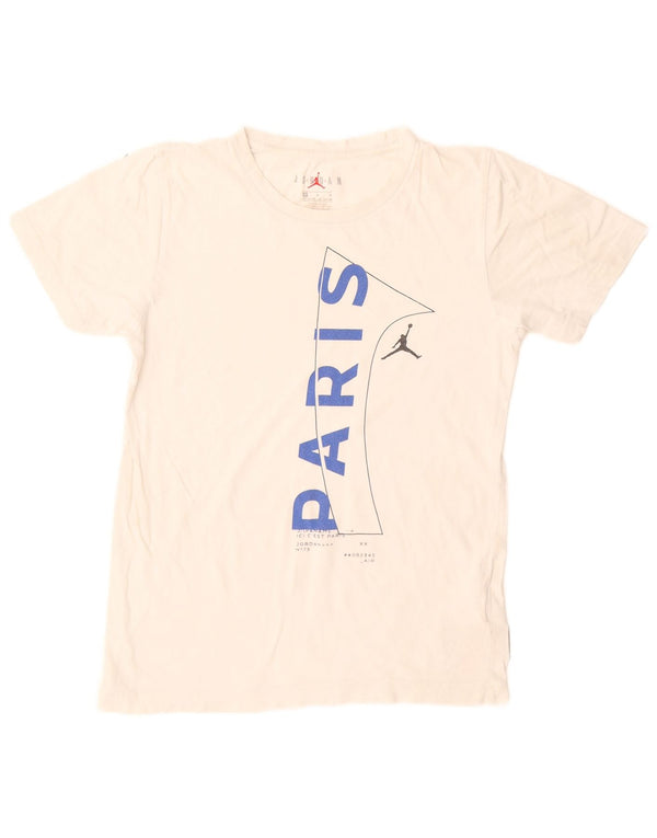 Jordan Boys Paris Graphic T-Shirt Top 10-11 ans Coton Blanc Moyen