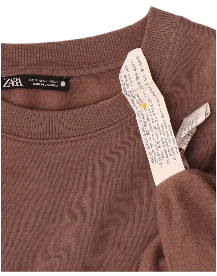 Zara Sweat-shirt surdimensionné pour femme UK 10 Petit coton marron
