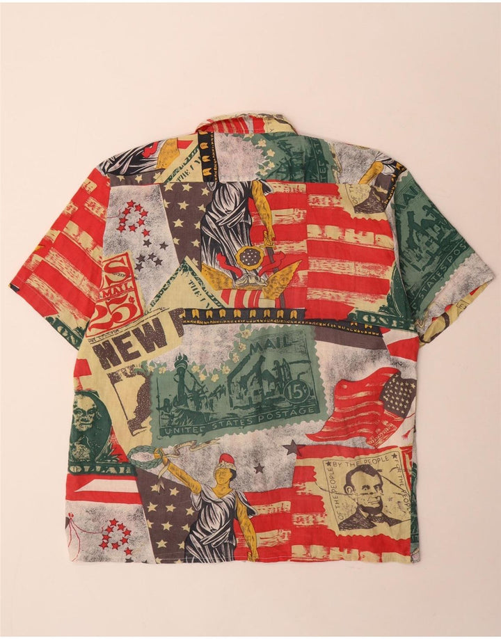 vintage Mens Abstract Pattern Shirt Taille 43/44 Grand Multicolore