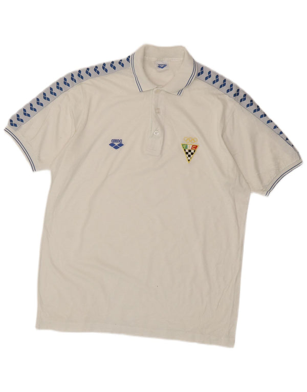 Arena Mens Graphic Polo Shirt Medium White