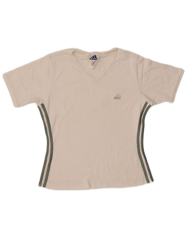 ADIDAS T-shirt pour femme UK 14 en coton blanc moyen