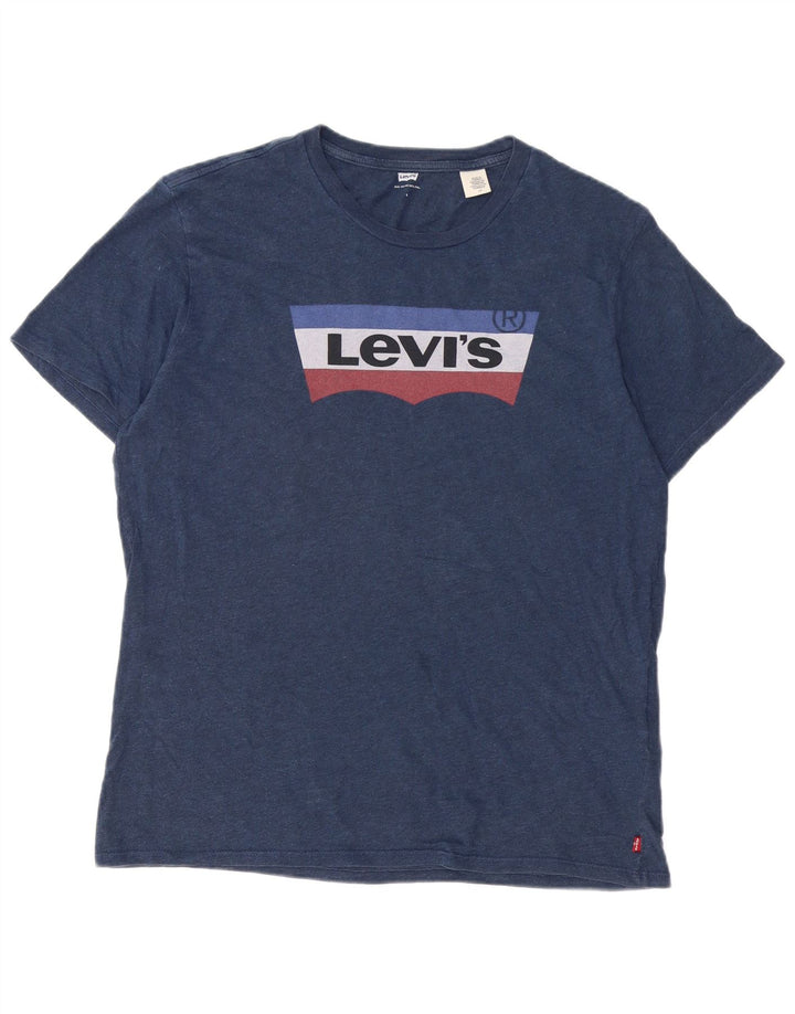 Levi's T-Shirt Graphique Homme Bleu Marine Large Coton