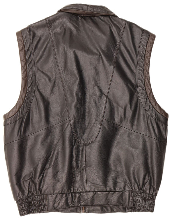 Enrico Gorlani Gilet en cuir pour femme UK 38 Medium Noir