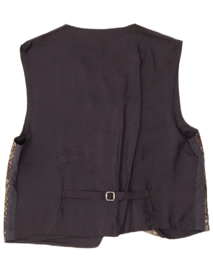 Gilet vintage à motif abstrait pour homme, grand gris rétro