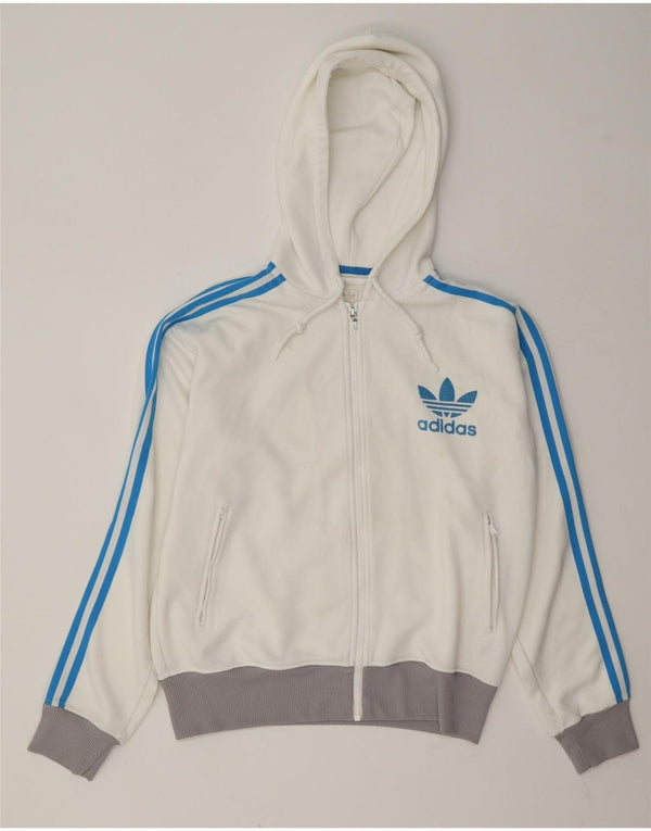 Adidas Pull à capuche zippé pour homme en polyester color block blanc moyen