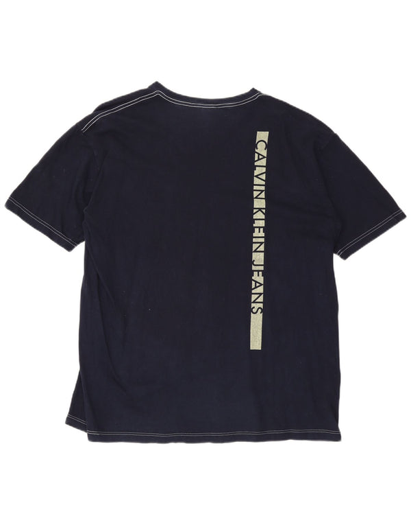 Calvin Klein Jeans T-shirt graphique pour hommes, grand, bleu marine, colour block