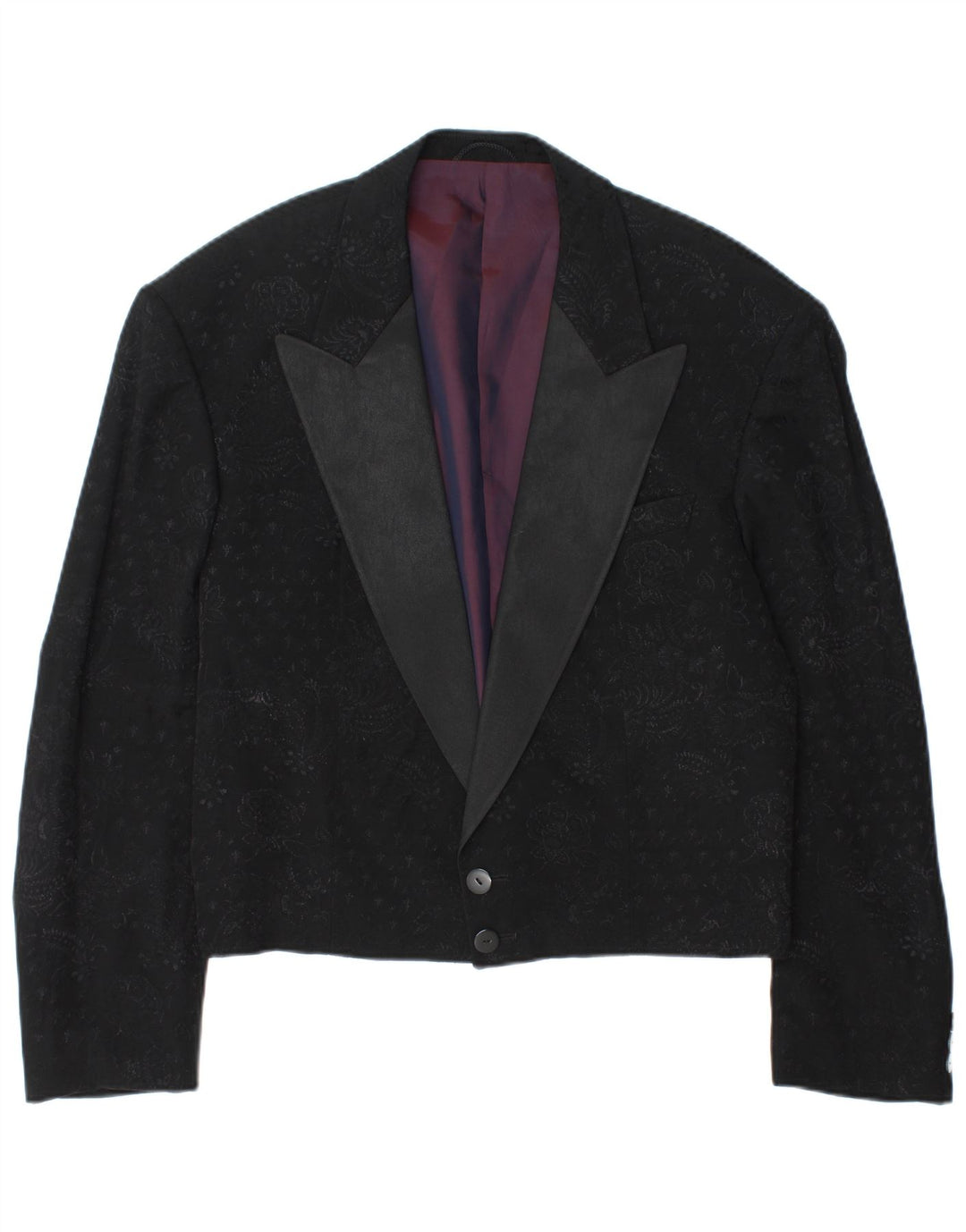Wilvorst Veste blazer à 2 boutons pour homme UK 40 Large Noir Paisley Viscose