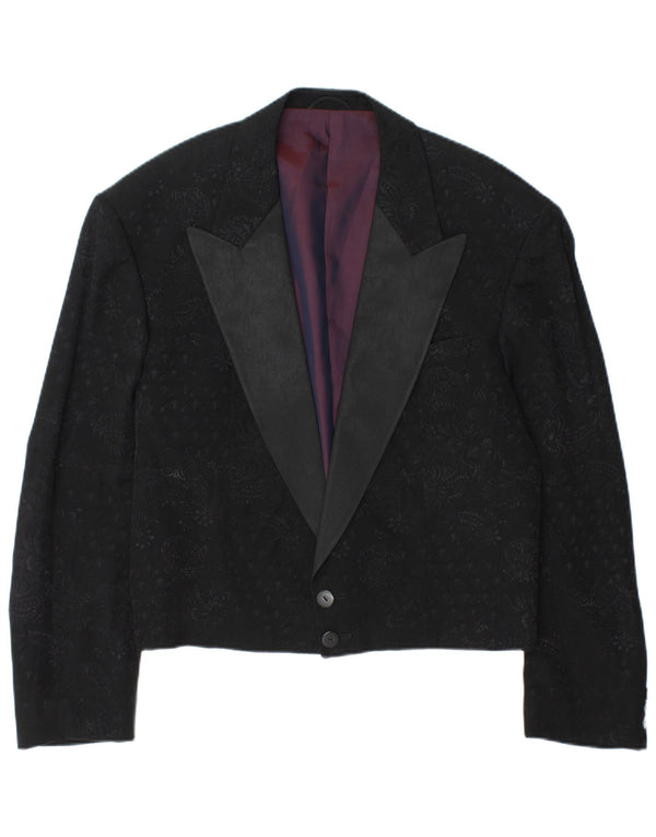 Wilvorst Veste blazer à 2 boutons pour homme UK 40 Large Noir Paisley Viscose