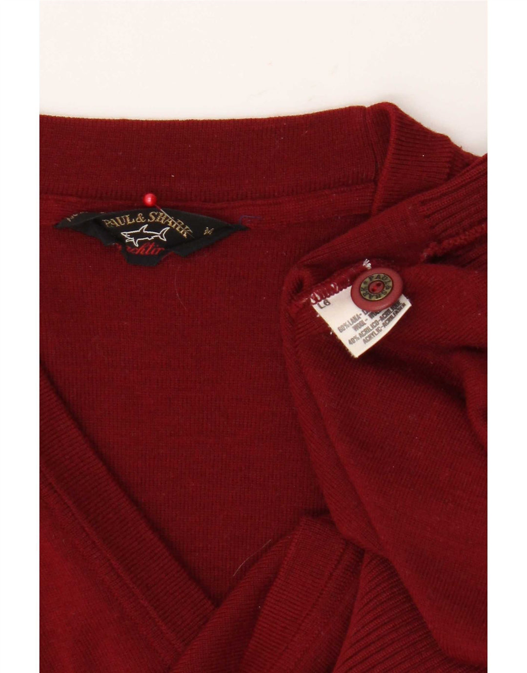 Paul & Shark Cardigan sans Manches Homme Laine Bordeaux Moyen