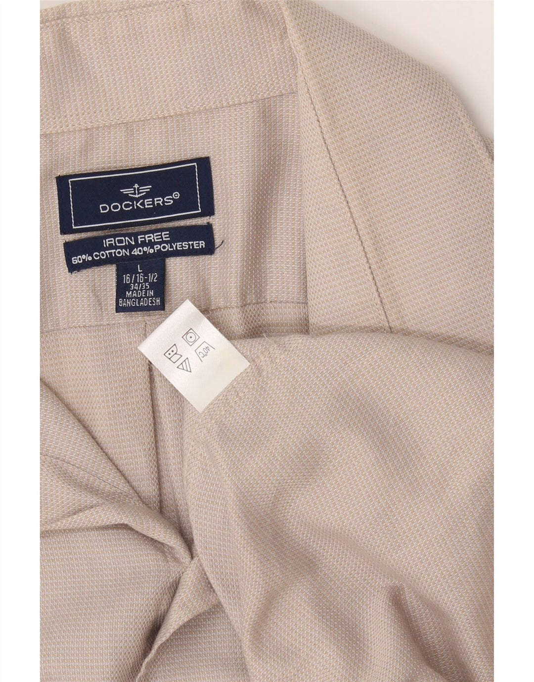 DOCKERS Mens Shirt Size 16 16 1/2 Large Beige Cotton Vintage Dockers and Second-Hand Dockers from Messina Hembry 