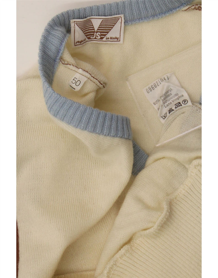 VINTAGE Pull col V pour homme IT 50 Medium Multicolore Colourblock