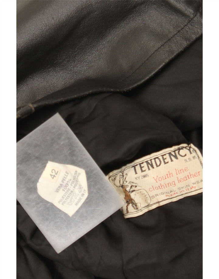 Veste en cuir femme vintage IT 42 Cuir noir moyen