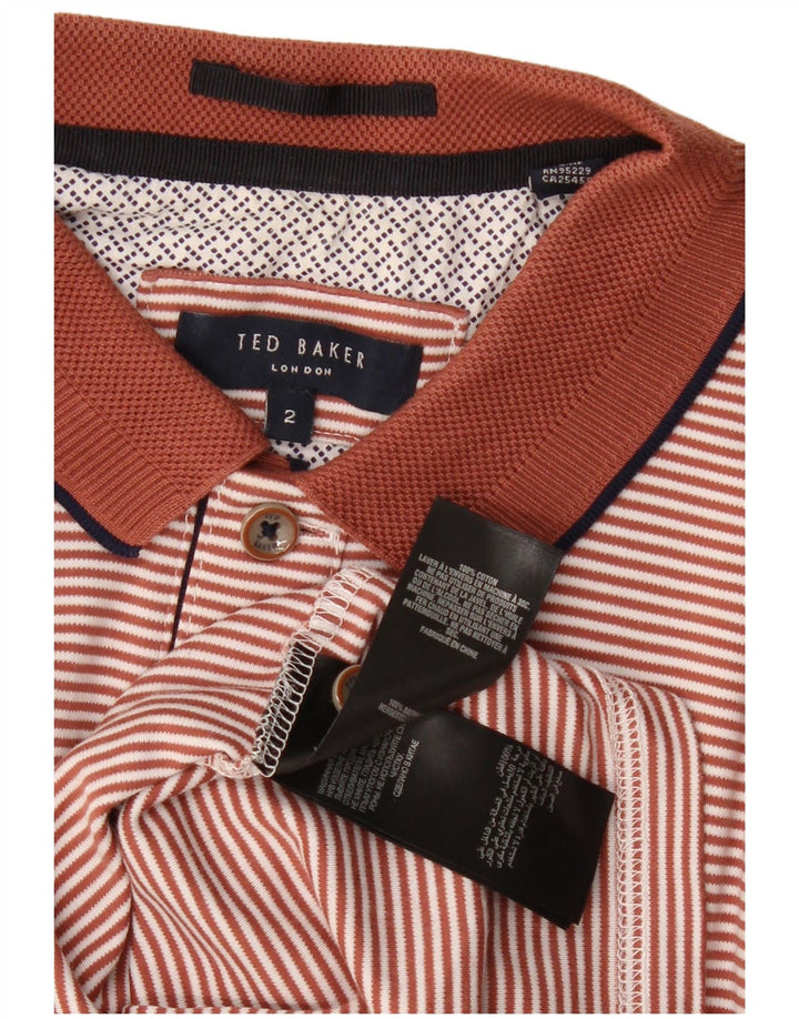 Ted Baker Polo Homme Taille 2 Petit Coton Rayé Marron