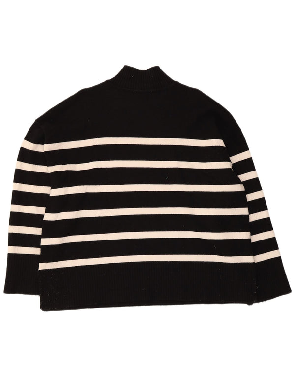 Zara Pull surdimensionné à col roulé pour femme UK 18 XL Noir rayé