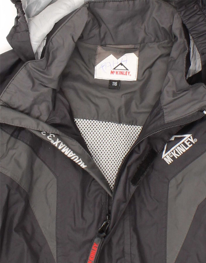 MCKINLEY Boys Hooded Rain Jacket 5-6 Years Black Colourblock Polyamide Vintage McKinley and Second-Hand McKinley from Messina Hembry 