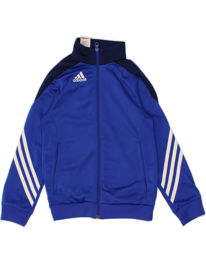 ADIDAS Boys Tracksuit Top Jacket 7-8 Years Small Blue Colourblock Vintage Adidas and Second-Hand Adidas from Messina Hembry 