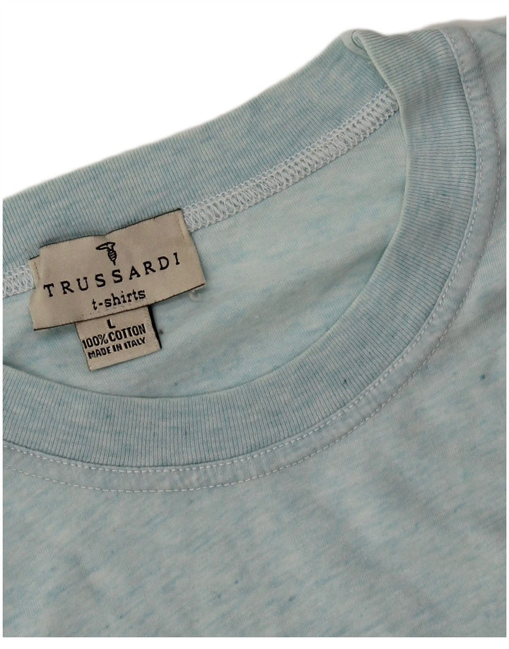 Trussardi T-Shirt Top Large Bleu Coton Homme