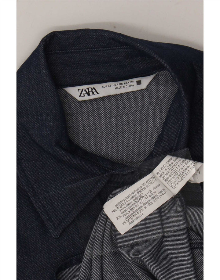 Zara Femme Chemise Oversize UK 6 XS Bleu Marine Polyester