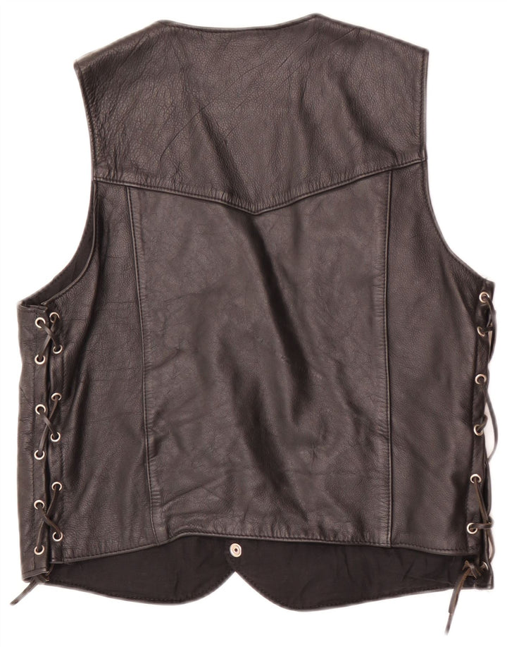 gilet en cuir homme vintage EU 44 XS Noir