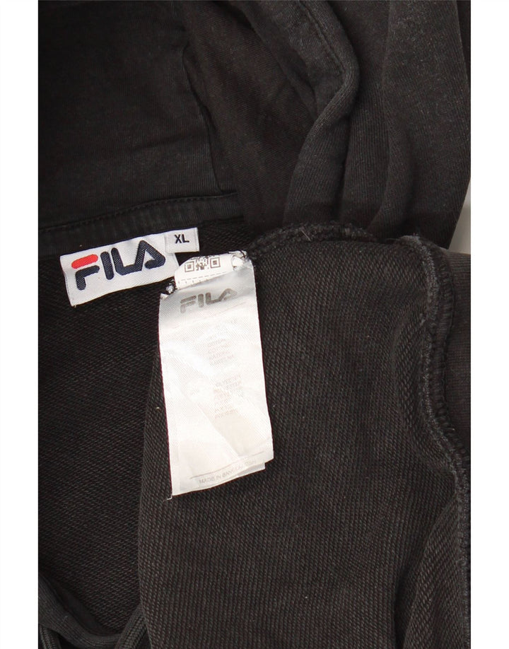 FILA Pull à capuche graphique surdimensionné pour femme UK 18 XL Noir Coton