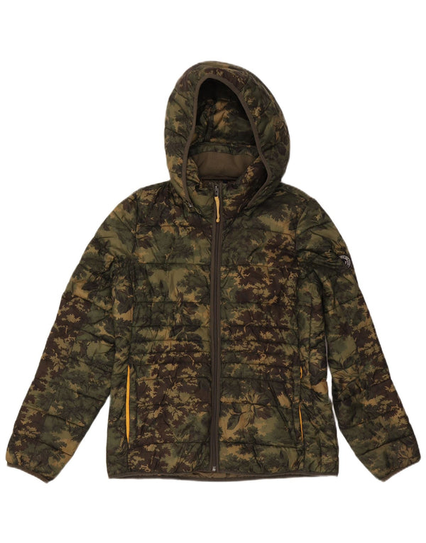 Abercrombie & Fitch Veste rembourrée à capuche pour homme UK 38 Medium Kaki Camouflage