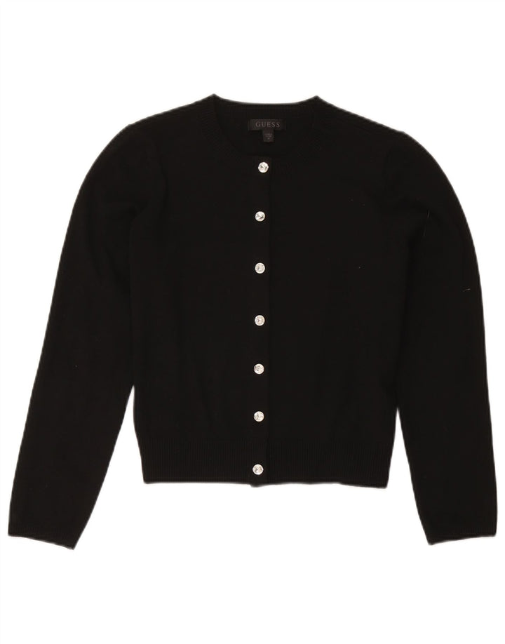 Guess Femmes Crop Cardigan Pull UK 12 Moyen Noir Polyester