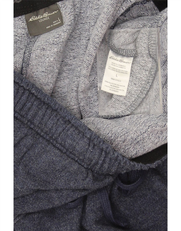EDDIE BAUER Mens Tracksuit Trousers Large  Navy Blue Flecked Polyester Vintage Eddie Bauer and Second-Hand Eddie Bauer from Messina Hembry 