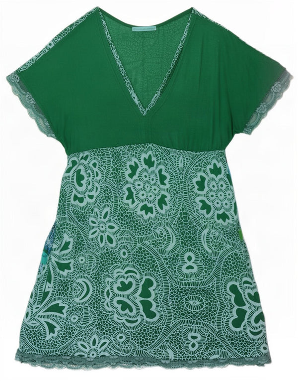 Desigual Robe trapèze pour femme UK 42 Vert moyen géométrique