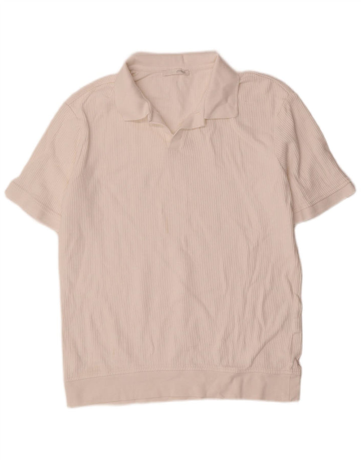 Polo Homme Zara Homme Coton Rayé Blanc Moyen