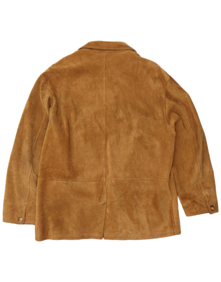vintage Homme 4 Boutons Blazer En Daim Veste IT 56 3XL Beige