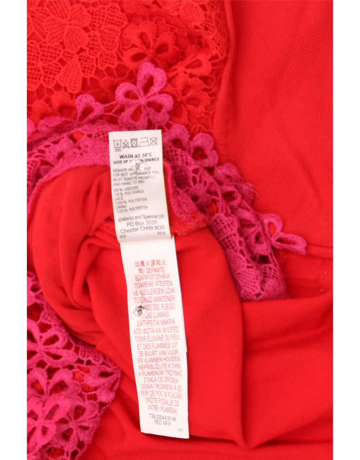 Marks & Spencer Haut chemisier en dentelle pour femme UK 12 Polyester floral rouge moyen