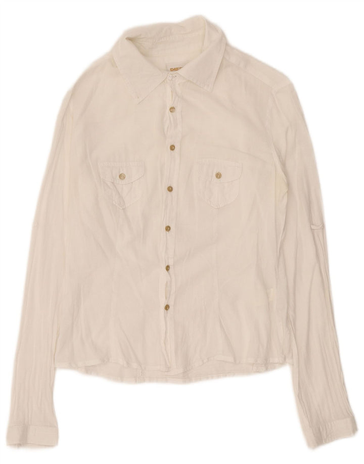 Chemise Diesel Femme UK 14 Coton Blanc Moyen