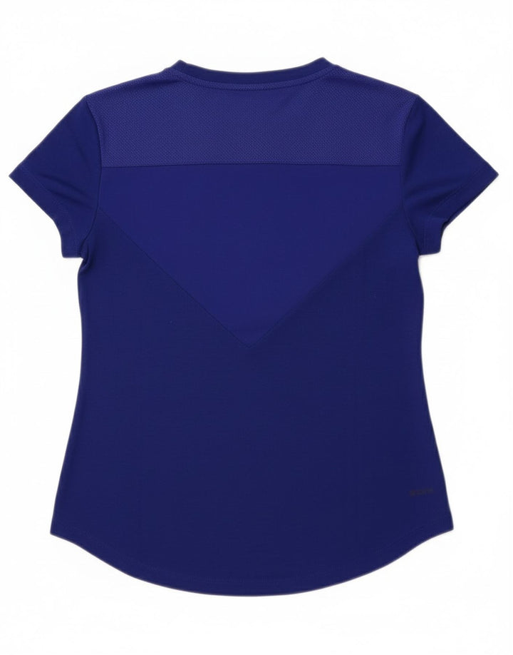 Adidas Womens Crop T-Shirt Top UK 8/10 Petit Bleu Marine Polyester