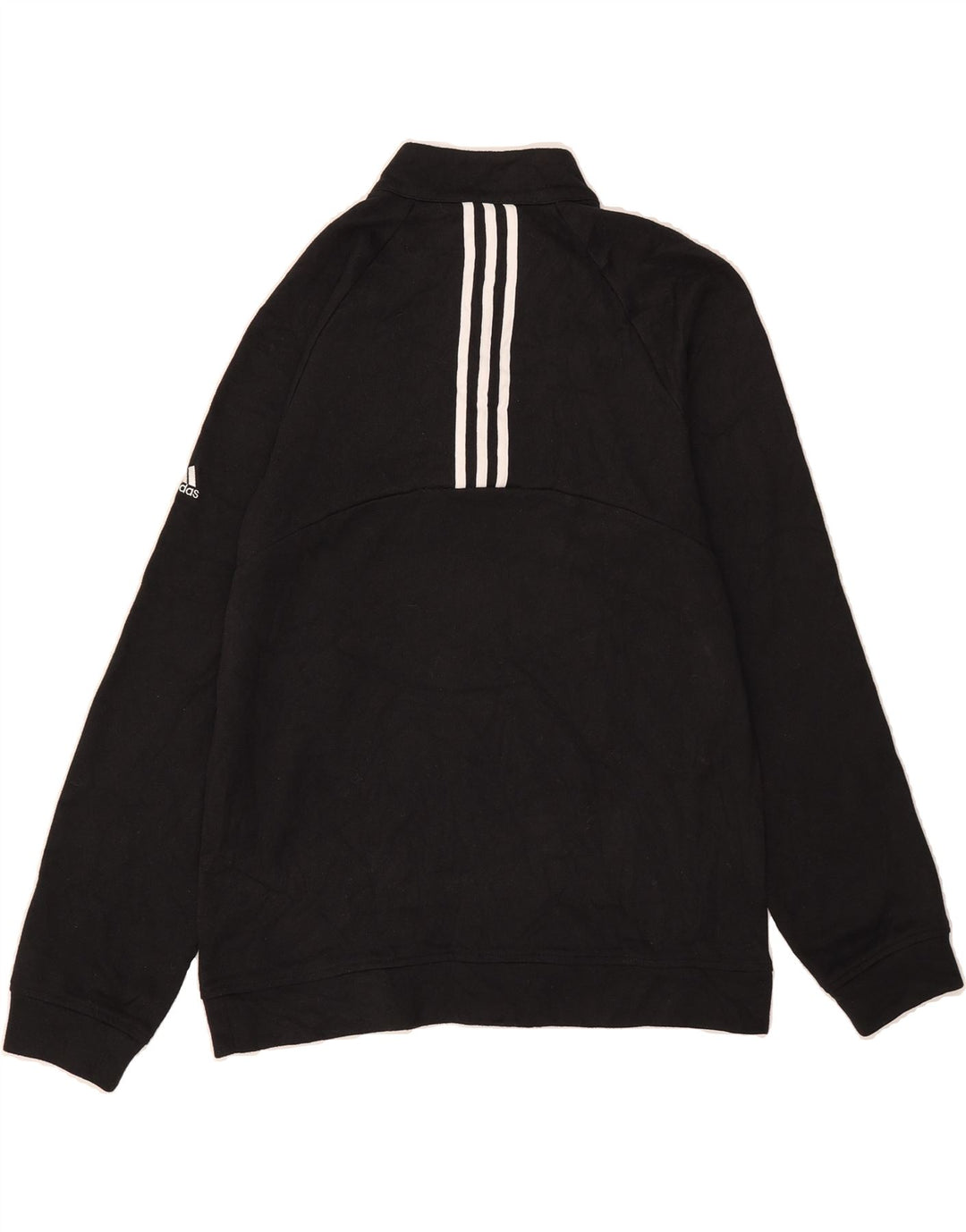 ADIDAS Mens Zip Neck Sweatshirt Jumper Medium Black Polyester Vintage Adidas and Second-Hand Adidas from Messina Hembry 